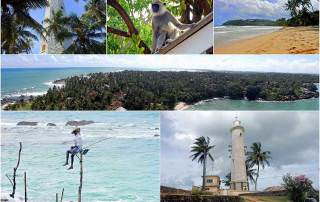 Sri Lanka | Eindrücke auf der Rundreise entlang der Westküste von Colombo über Galle bis Tissamahara. Sri Lanka Panoramablick vom Dondra Leuchtturm, Strand von Mirissa, Stelzenfischer von Konggalla, Leuchtturm in Galle. Sehenswürdigkeiten und Highlights liegen geballt auf dieser Route
