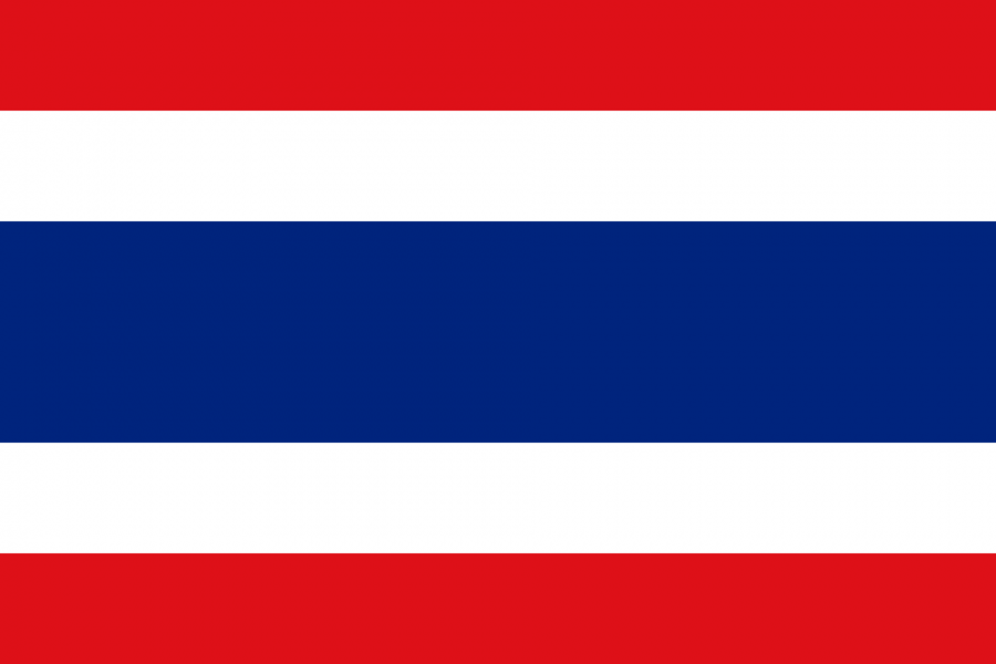 Thailand Reise- und Länderinformation. Thailand Flagge. Rot, weiß, blau gestreift