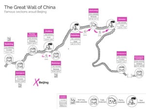 Große Mauer Peking Abschnitte Chinesische Mauer Länge: Karte